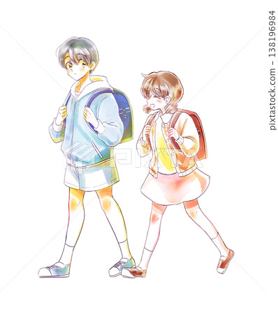 男孩女孩並肩走著 138196984