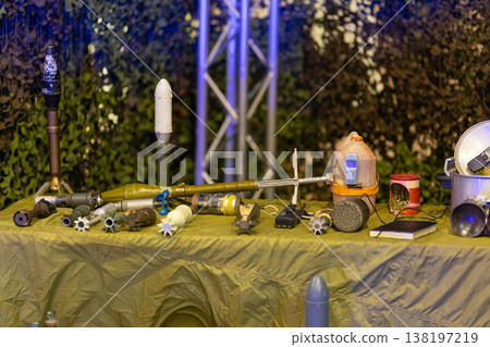 Improvised explosive devices and military weapon display Improvised explosive devices and military weapon display 138197219