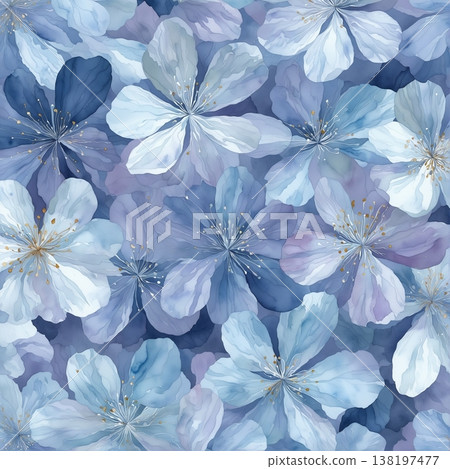 watercolor painting of leaf and flowers pattern watercolor painting of leaf and flowers pattern 138197477