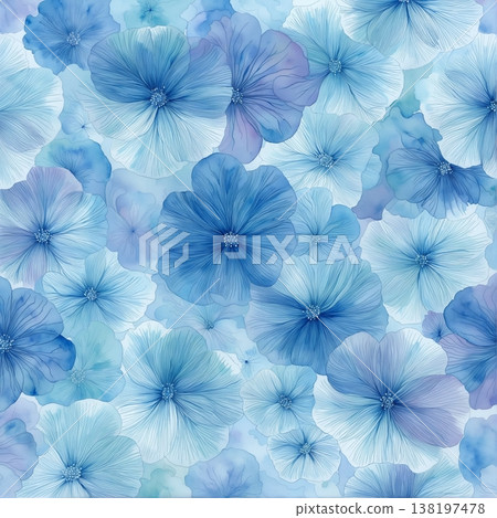 watercolor painting of leaf and flowers pattern watercolor painting of leaf and flowers pattern 138197478