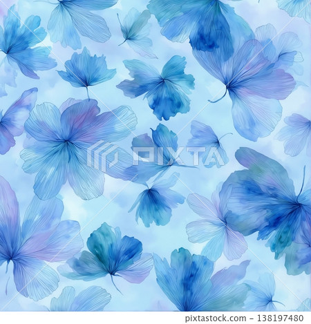 watercolor painting of leaf and flowers pattern watercolor painting of leaf and flowers pattern 138197480