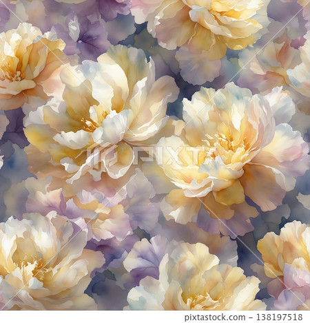 watercolor painting of leaf and flowers pattern watercolor painting of leaf and flowers pattern 138197518