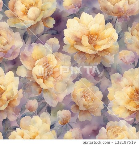 watercolor painting of leaf and flowers pattern watercolor painting of leaf and flowers pattern 138197519