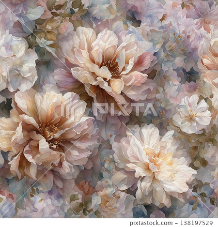 watercolor painting of leaf and flowers pattern watercolor painting of leaf and flowers pattern 138197529