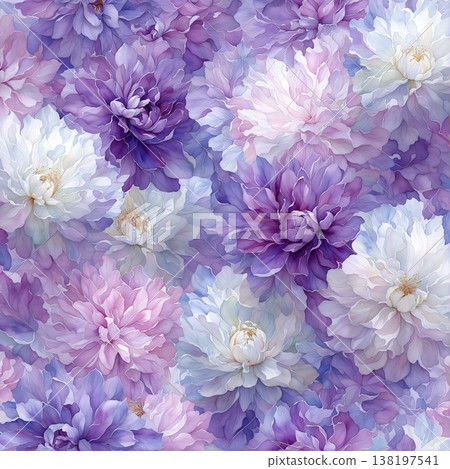 watercolor painting of leaf and flowers pattern 138197541