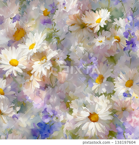 watercolor painting of leaf and flowers pattern watercolor painting of leaf and flowers pattern 138197604