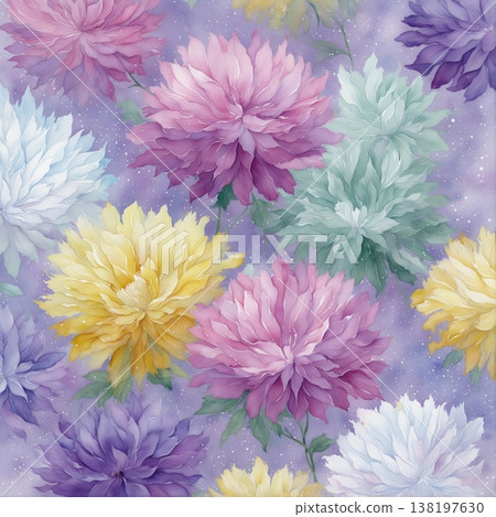 watercolor painting of leaf and flowers pattern watercolor painting of leaf and flowers pattern 138197630