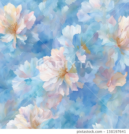 watercolor painting of leaf and flowers pattern 138197641