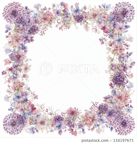 watercolor painting of leaf and flowers pattern 138197671