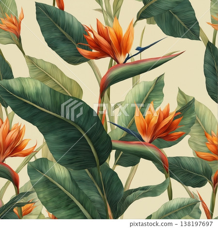 watercolor painting of leaf and flowers pattern watercolor painting of leaf and flowers pattern 138197697
