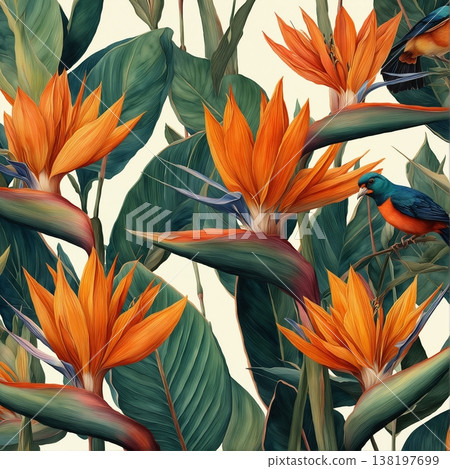 watercolor painting of leaf and flowers pattern watercolor painting of leaf and flowers pattern 138197699