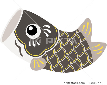 A single illustration of a cute, bouncing carp streamer (black). 138197719