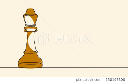 Continuous line drawing of chess piece. Chess queen figure. Minimalist black linear sketch isolated on white background. Hand drawn vector illustration. Continuous line drawing of chess piece. Chess queen figure. Minimalist black linear sketch isolated on white background. Hand drawn vector illustration. 138197808