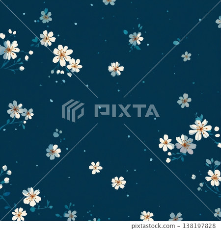 watercolor painting of leaf and flowers pattern watercolor painting of leaf and flowers pattern 138197828