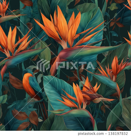 watercolor painting of leaf and flowers pattern watercolor painting of leaf and flowers pattern 138197832