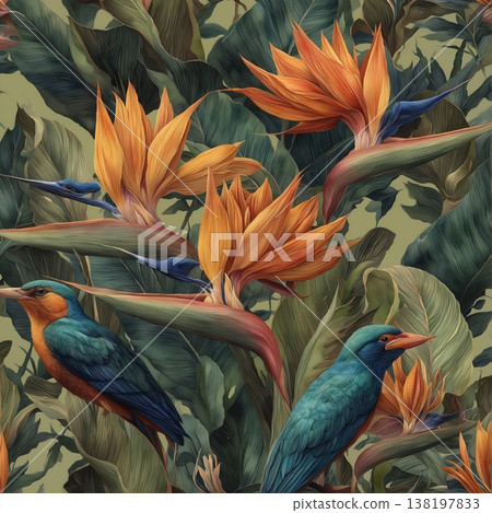 watercolor painting of leaf and flowers pattern watercolor painting of leaf and flowers pattern 138197833