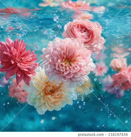 watercolor painting of leaf and flowers pattern watercolor painting of leaf and flowers pattern 138197836