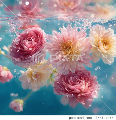 watercolor painting of leaf and flowers pattern 138197837