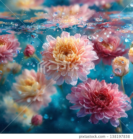 watercolor painting of leaf and flowers pattern watercolor painting of leaf and flowers pattern 138197838