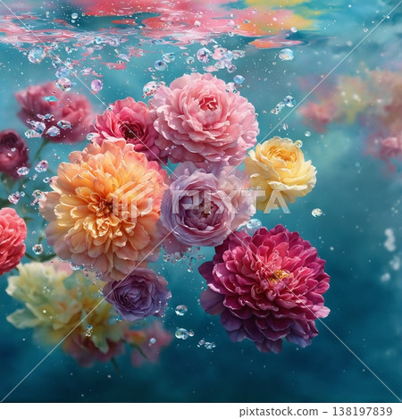 watercolor painting of leaf and flowers pattern watercolor painting of leaf and flowers pattern 138197839