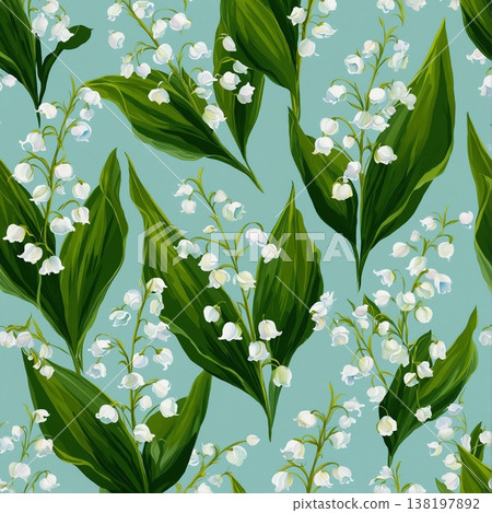 watercolor painting of leaf and flowers pattern 138197892