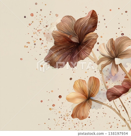 watercolor painting of leaf and flowers pattern 138197934