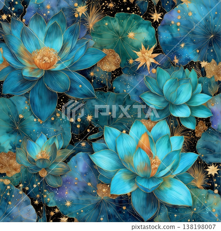 watercolor painting of leaf and flowers pattern watercolor painting of leaf and flowers pattern 138198007