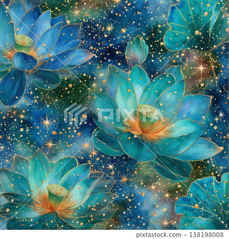 watercolor painting of leaf and flowers pattern watercolor painting of leaf and flowers pattern 138198008
