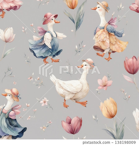 watercolor painting of leaf and flowers pattern watercolor painting of leaf and flowers pattern 138198009