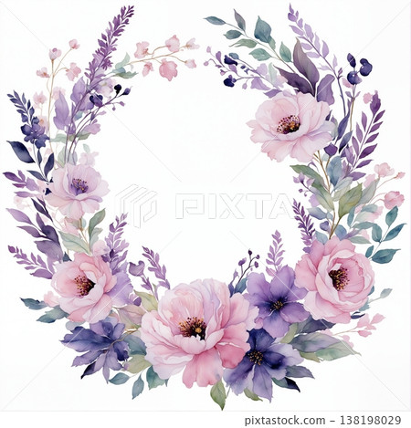 watercolor painting of leaf and flowers pattern watercolor painting of leaf and flowers pattern 138198029