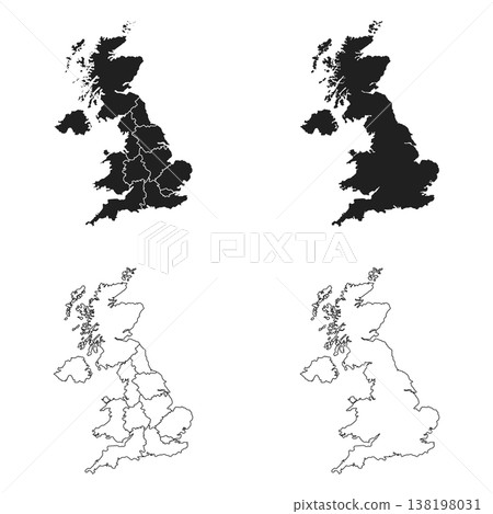 UK Outline and Solid Fill Map Set. 138198031