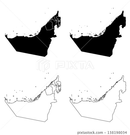United Arab Emirates Outline and Solid Fill Map Set. United Arab Emirates Outline and Solid Fill Map Set. 138198034