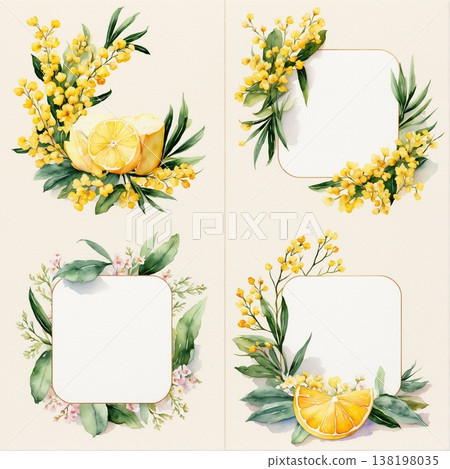 watercolor painting of leaf and flowers pattern watercolor painting of leaf and flowers pattern 138198035