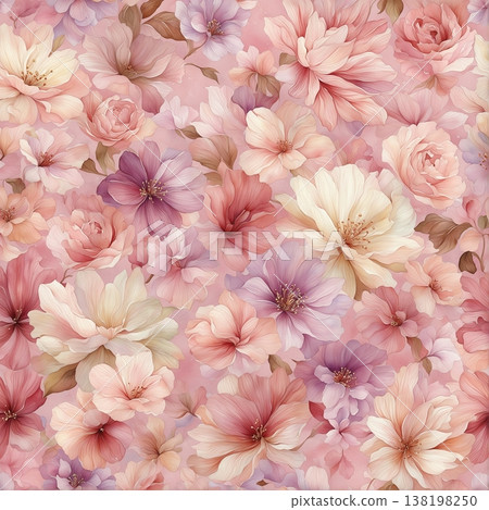 watercolor painting of leaf and flowers pattern watercolor painting of leaf and flowers pattern 138198250