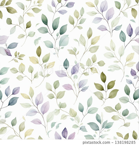 watercolor painting of leaf and flowers pattern watercolor painting of leaf and flowers pattern 138198285