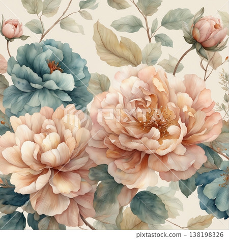 vintage seamless pattern with watercolor flowers vintage seamless pattern with watercolor flowers 138198326