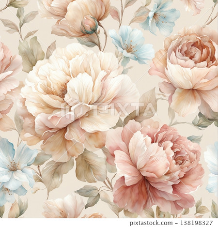 vintage seamless pattern with watercolor flowers vintage seamless pattern with watercolor flowers 138198327