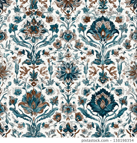 vintage seamless pattern with watercolor flowers vintage seamless pattern with watercolor flowers 138198354