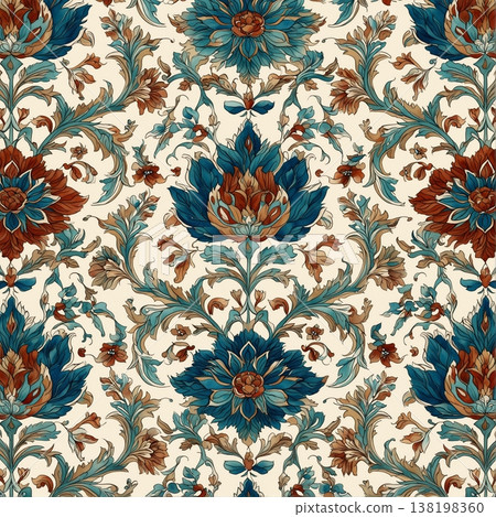 vintage seamless pattern with watercolor flowers vintage seamless pattern with watercolor flowers 138198360