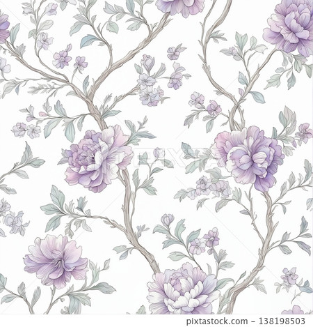 watercolor painting of leaves and flower pattern watercolor painting of leaves and flower pattern 138198503
