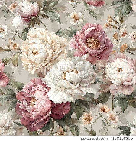 watercolor painting of leaf and flowers pattern watercolor painting of leaf and flowers pattern 138198590