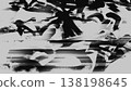 Black and White Glitch Scanline Textures on Abstract Floral Shapes 138198645
