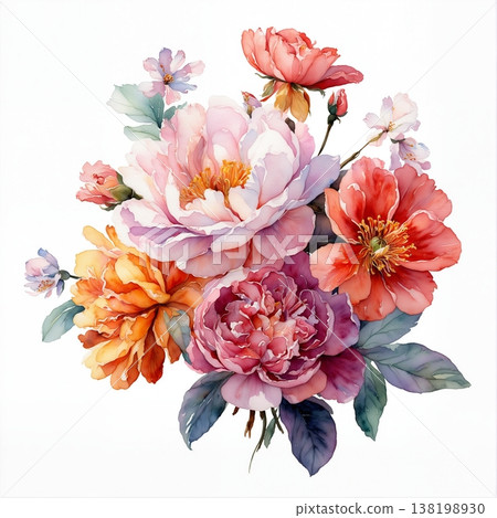 floral invitation card with watercolor flowers floral invitation card with watercolor flowers 138198930