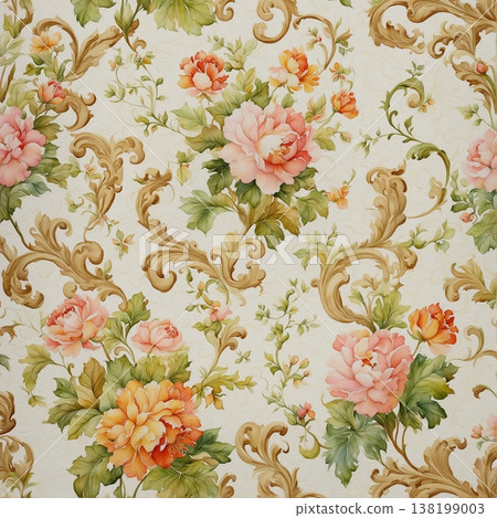vintage style of tapestry flowers fabric pattern 138199003