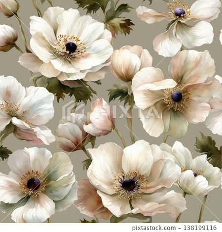 abstract pattern of flower and leaves 138199116