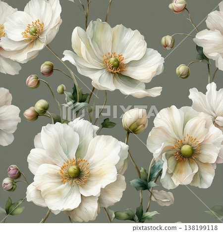 abstract pattern of flower and leaves 138199118