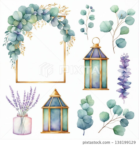 abstract pattern of flower and leaves 138199129
