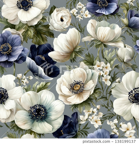 abstract pattern of flower and leaves 138199137