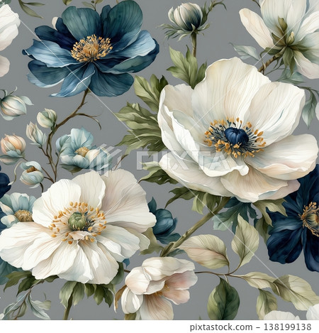 abstract pattern of flower and leaves 138199138