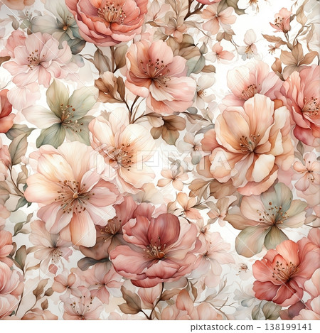 abstract pattern of flower and leaves abstract pattern of flower and leaves 138199141
